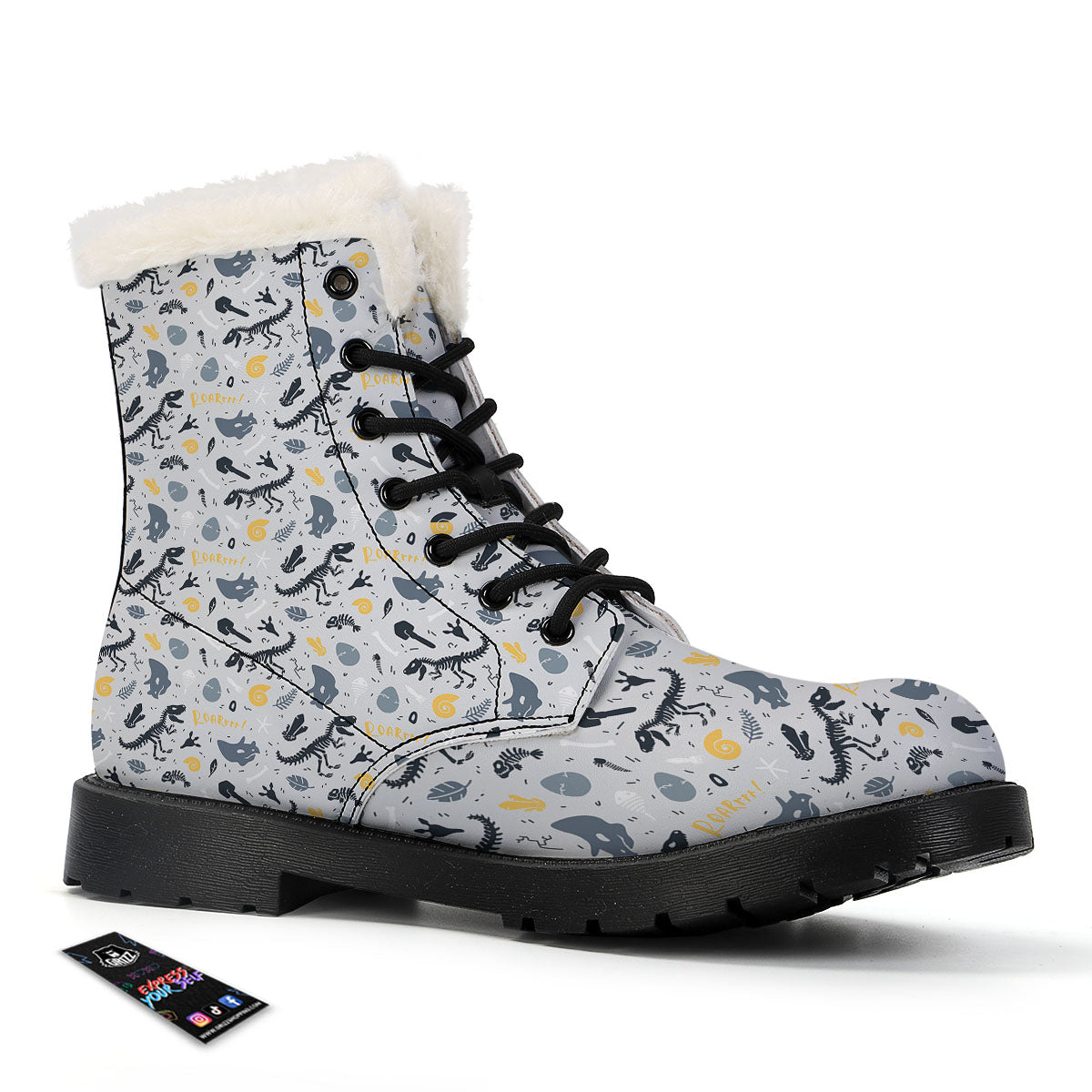 Fossil Dinosaur Print Pattern Winter Boots-grizzshop