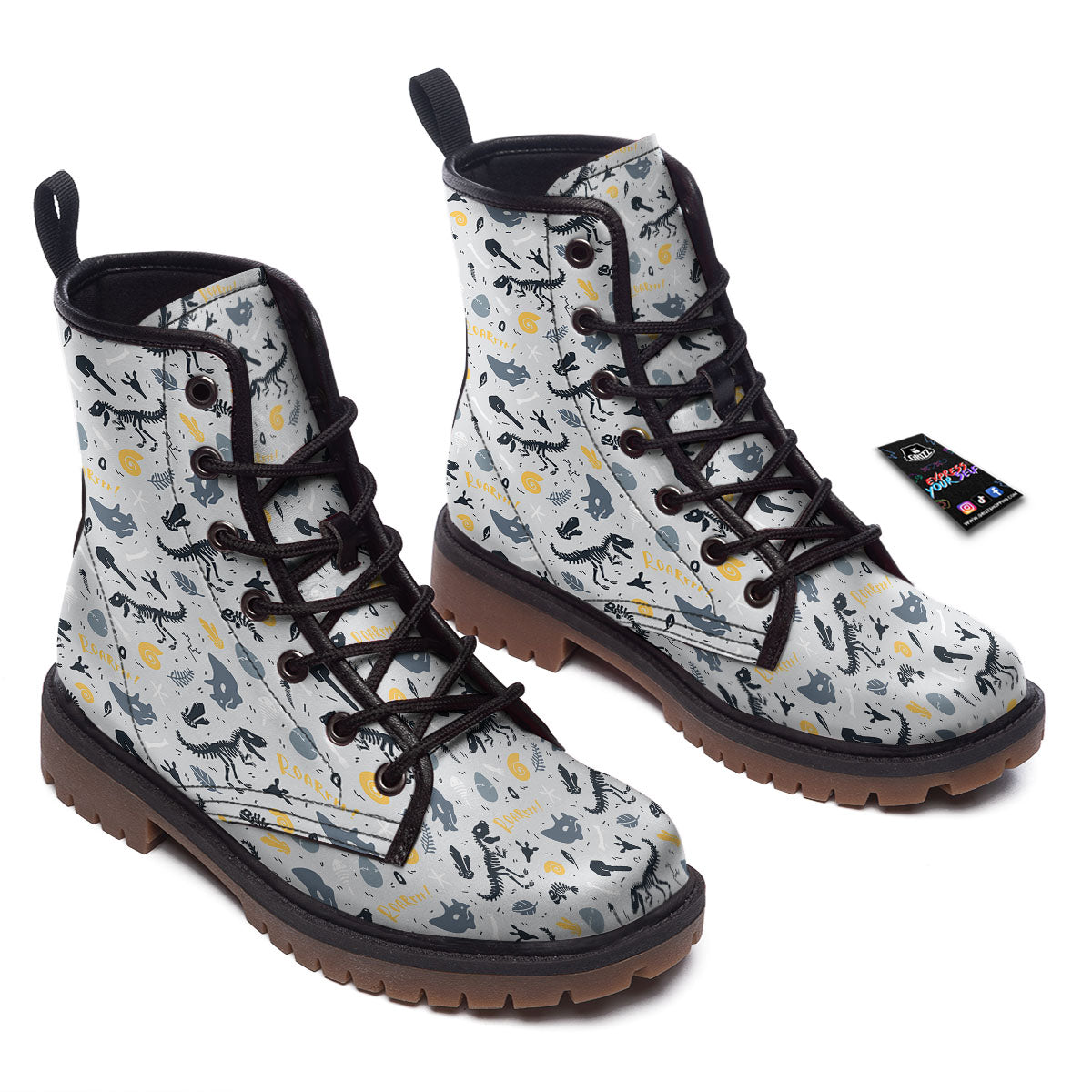 Fossil Dinosaur Print Pattern Work Boots-grizzshop