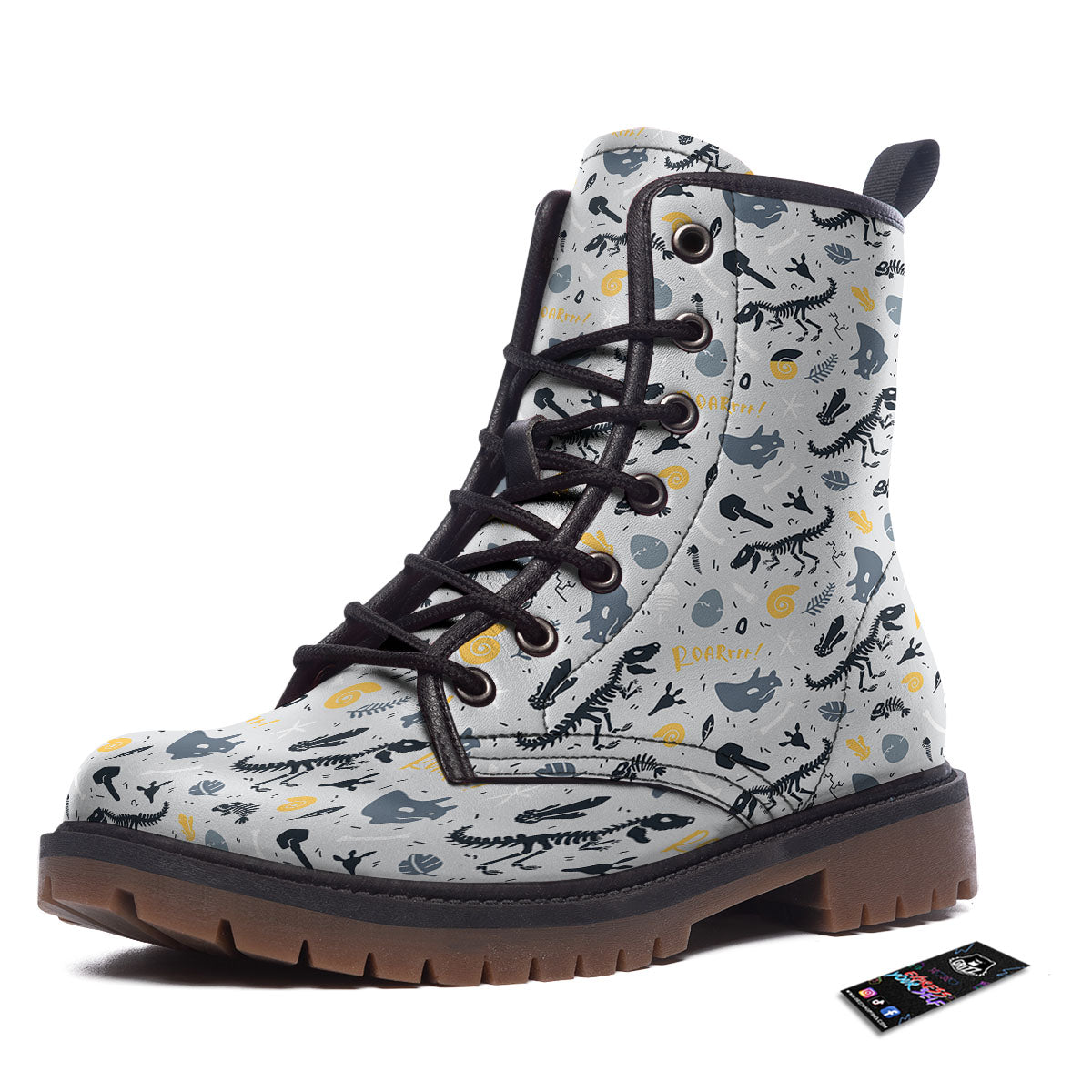 Fossil Dinosaur Print Pattern Work Boots-grizzshop