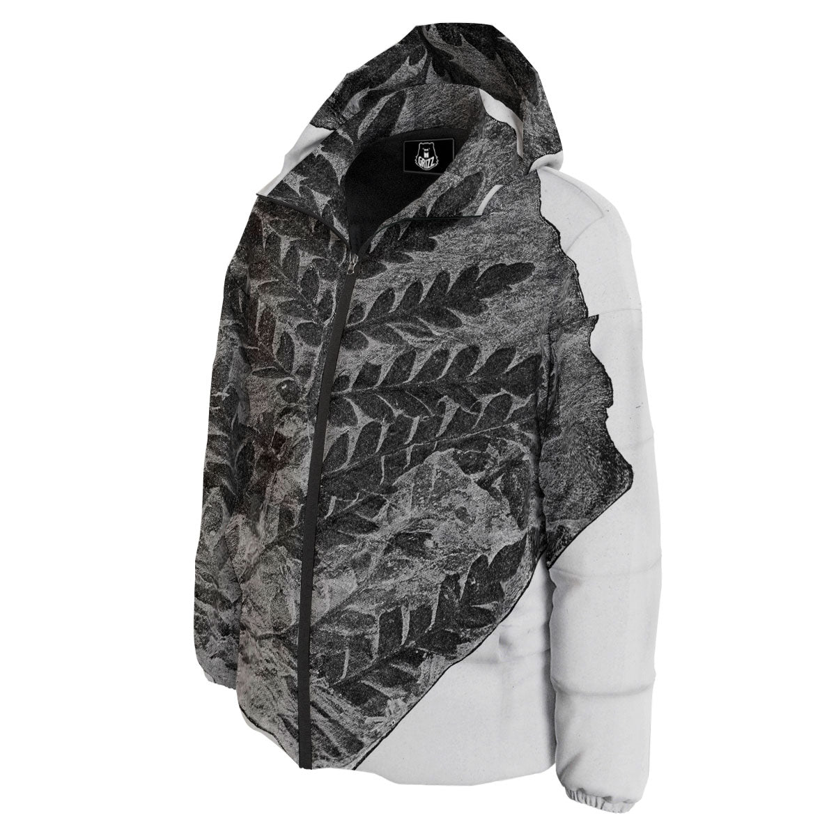 Fossil Fern Print Down Jacket-grizzshop