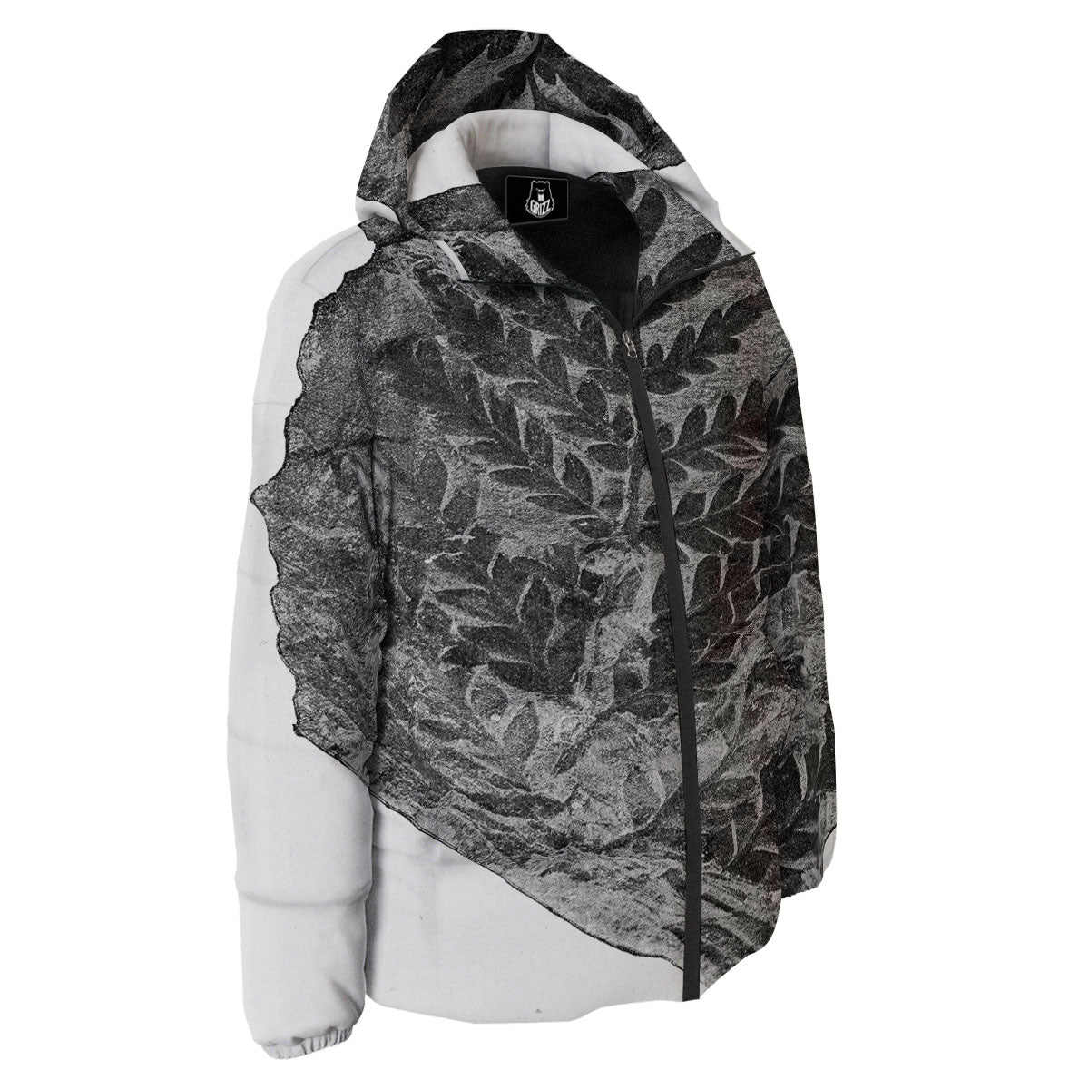 Fossil Fern Print Down Jacket-grizzshop