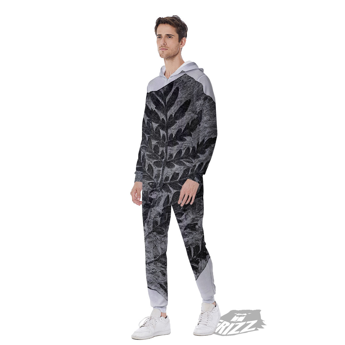 Fossil Fern Print Men's Jumpsuit-grizzshop