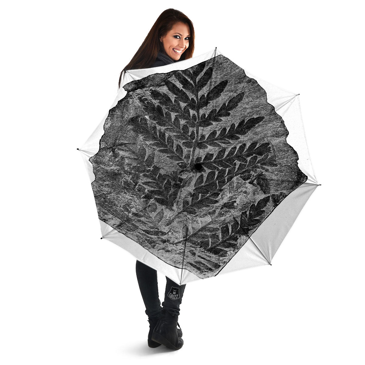 Fossil Fern Print Umbrella-grizzshop