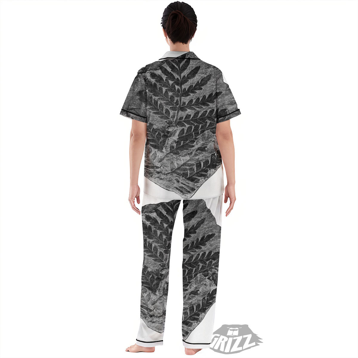 Fossil Fern Print Women's Pajamas Set-grizzshop