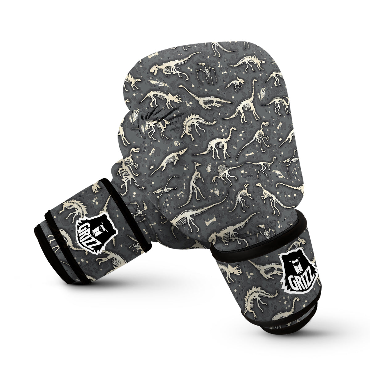 Fossil Gray Print Pattern Boxing Gloves-grizzshop