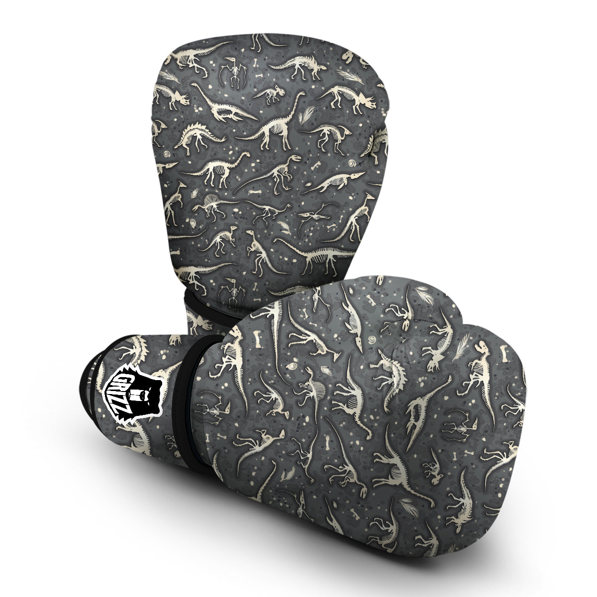 Fossil Gray Print Pattern Boxing Gloves-grizzshop