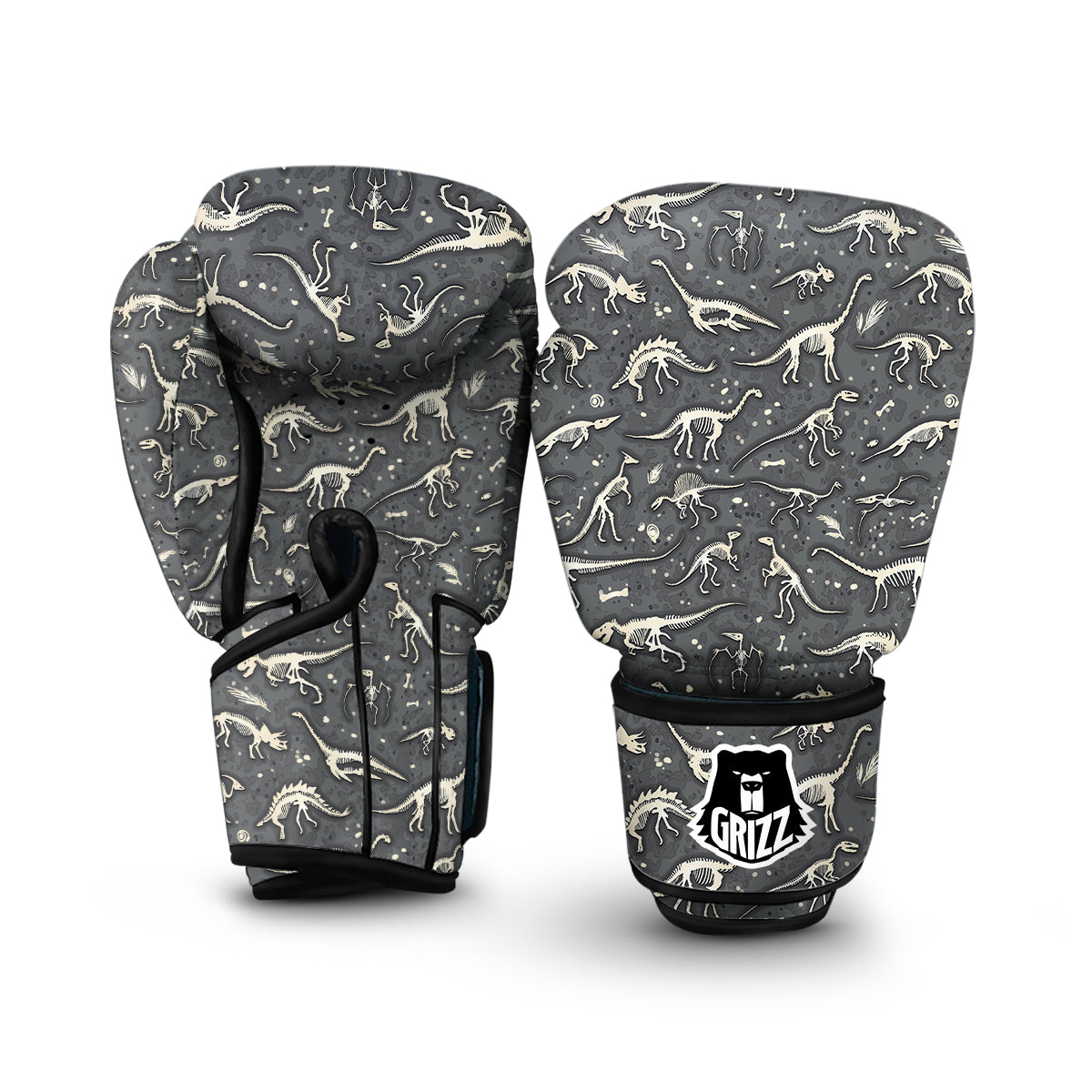 Fossil Gray Print Pattern Boxing Gloves-grizzshop