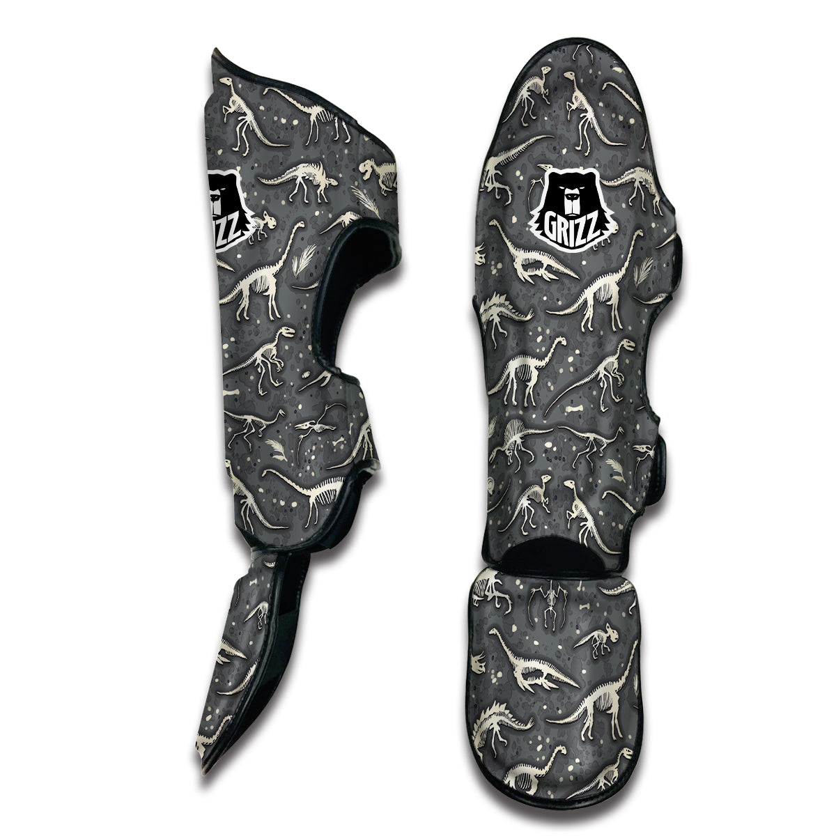 Fossil Gray Print Pattern Muay Thai Shin Guards-grizzshop