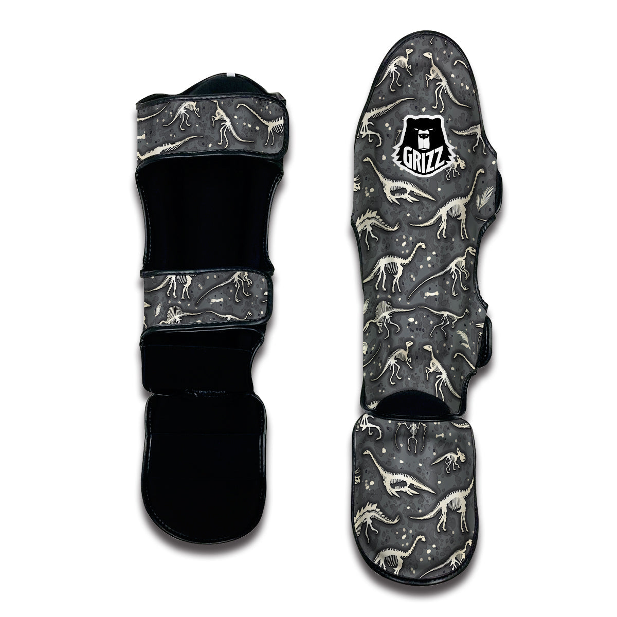 Fossil Gray Print Pattern Muay Thai Shin Guards-grizzshop