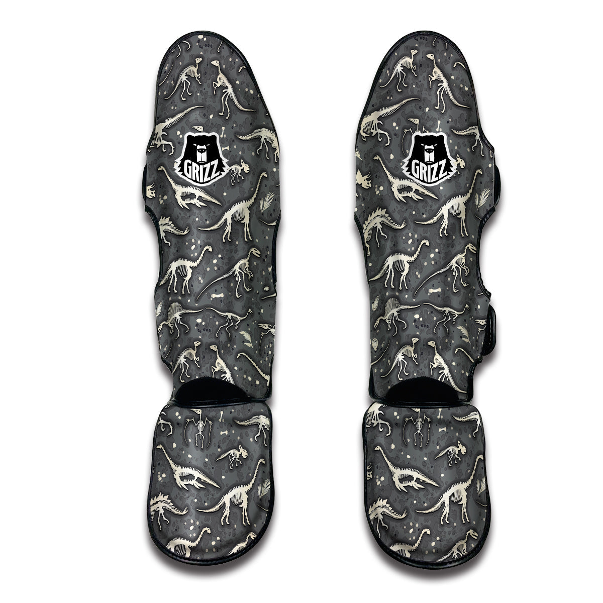 Fossil Gray Print Pattern Muay Thai Shin Guards-grizzshop