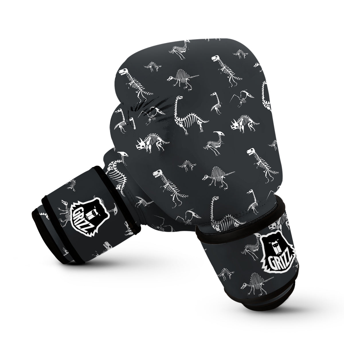 Fossil Skeleton Gray Print Pattern Boxing Gloves-grizzshop