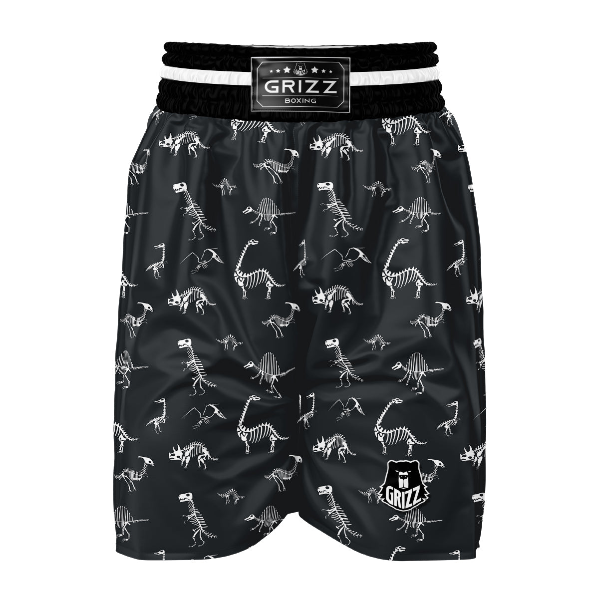 Fossil Skeleton Gray Print Pattern Boxing Shorts-grizzshop