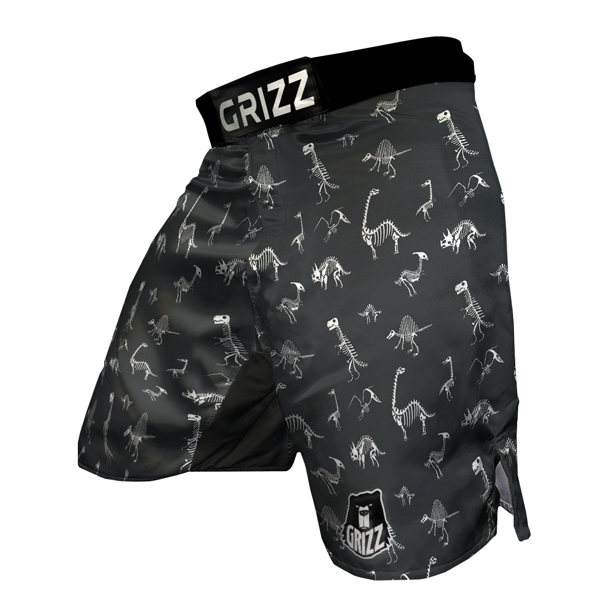 Fossil Skeleton Gray Print Pattern MMA Shorts-grizzshop