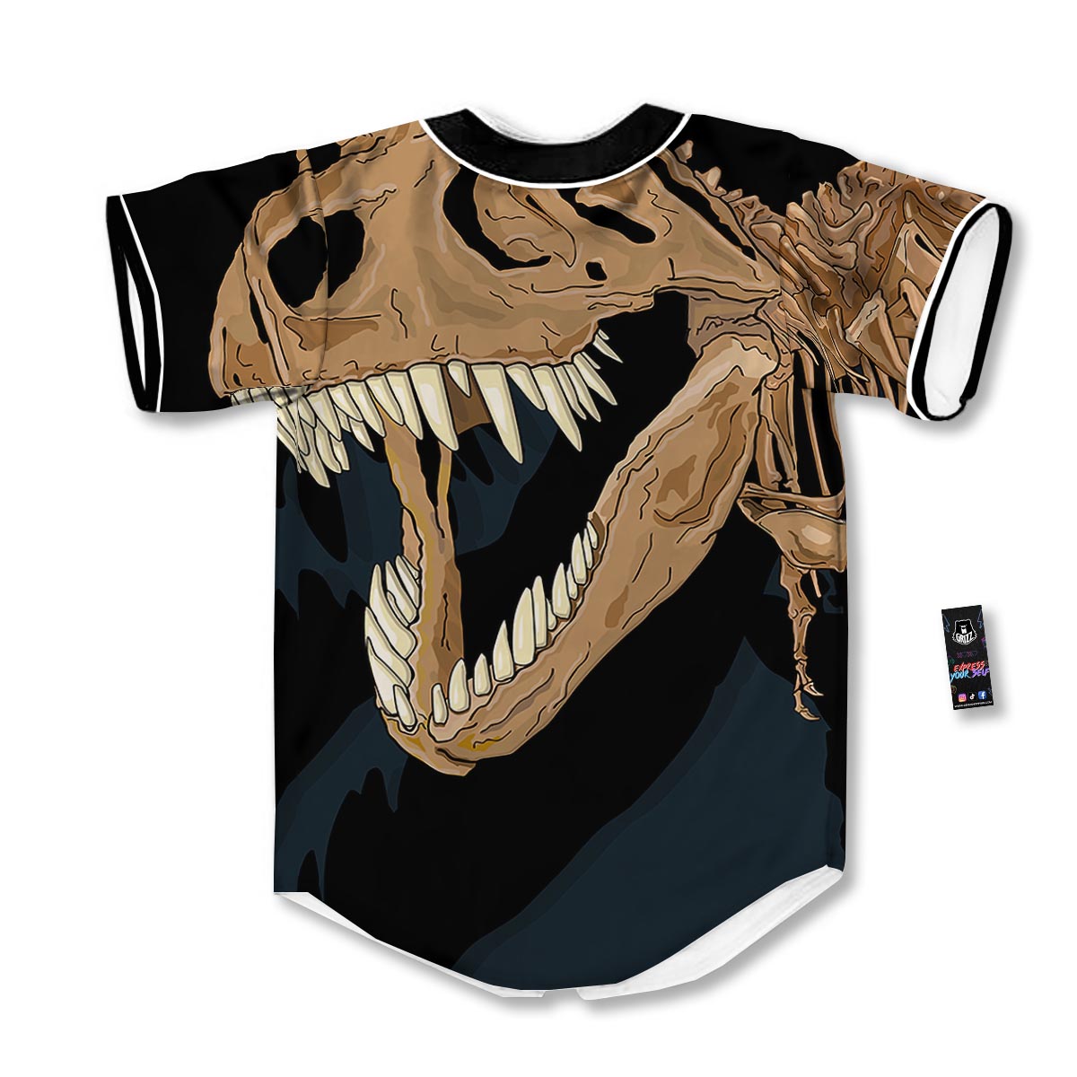 Fossil T-Rex Print Baseball Jersey-grizzshop