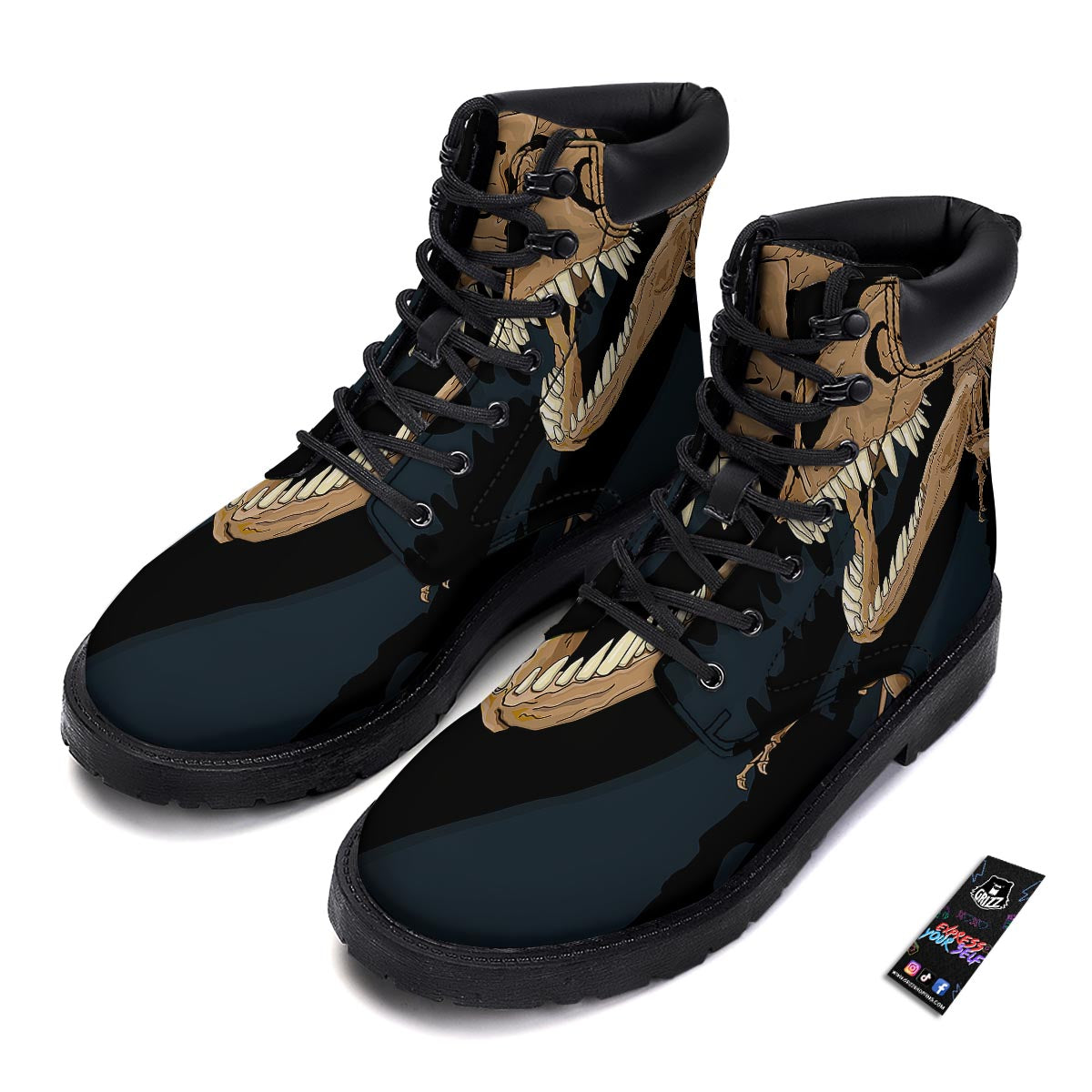 Fossil T-Rex Print Boots-grizzshop