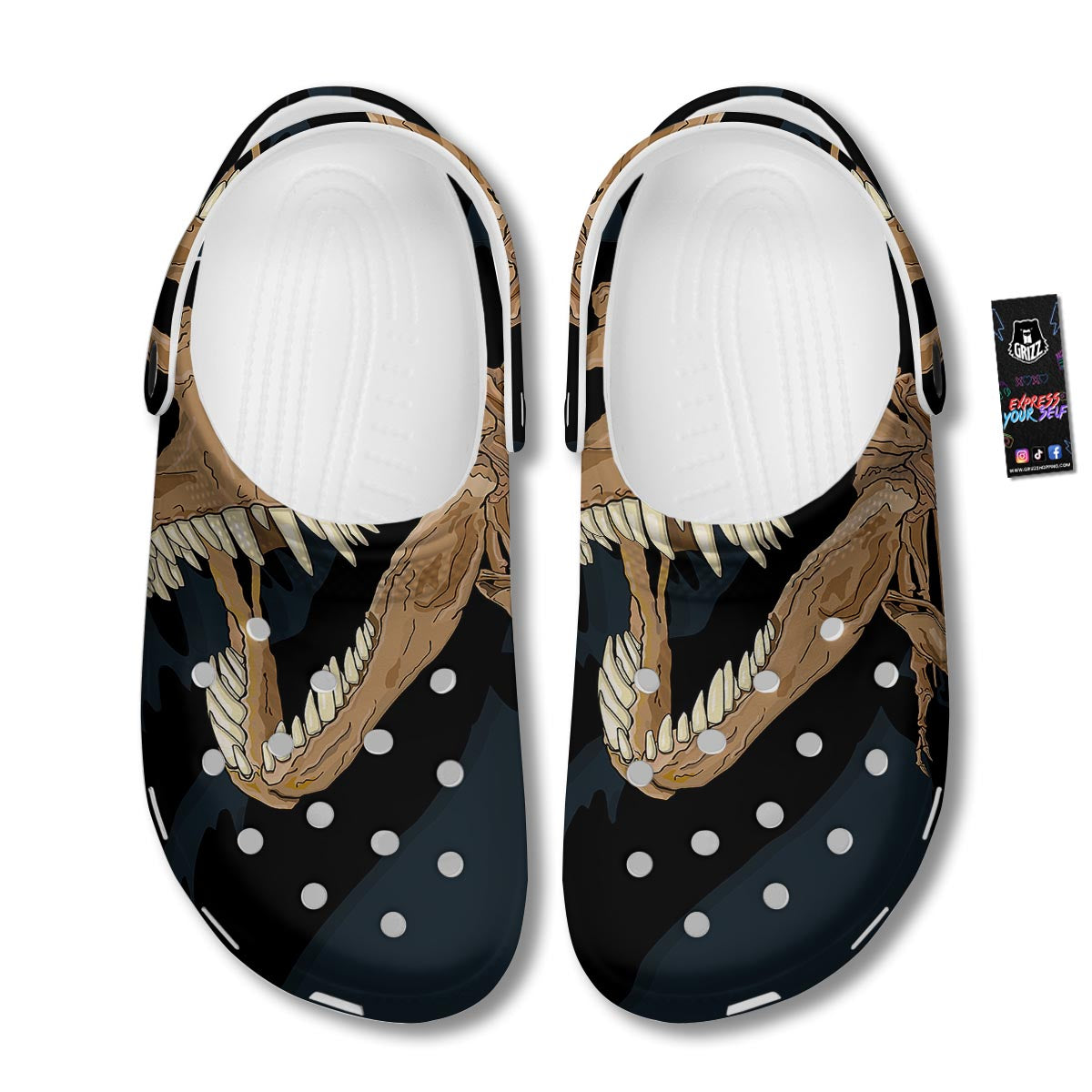 Fossil T-Rex Print Clog-grizzshop
