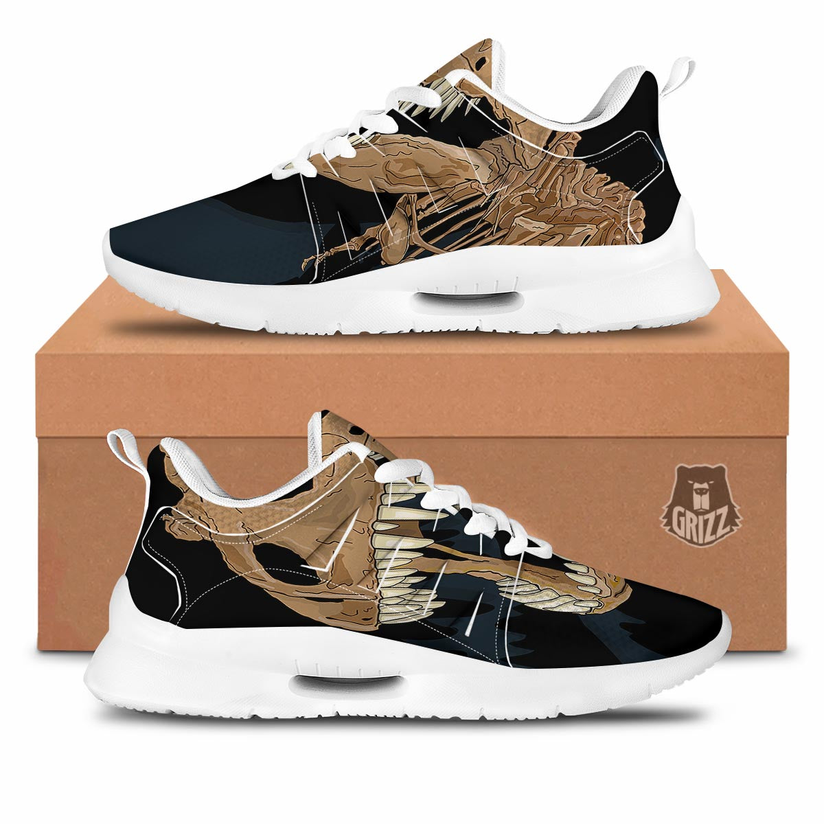 Fossil T-Rex Print Tennis Shoes-grizzshop