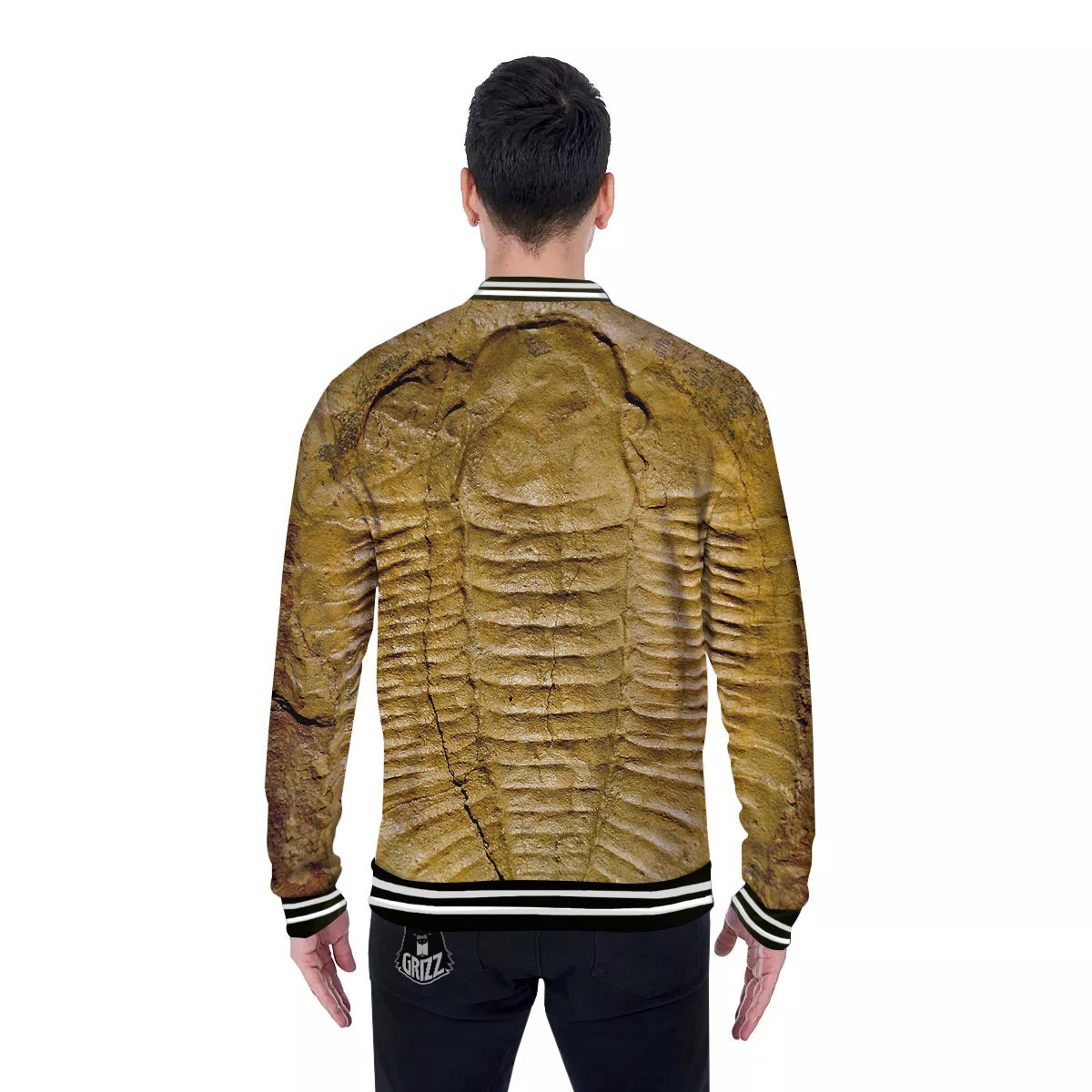 Fossil Trilobite Print Baseball Jacket-grizzshop