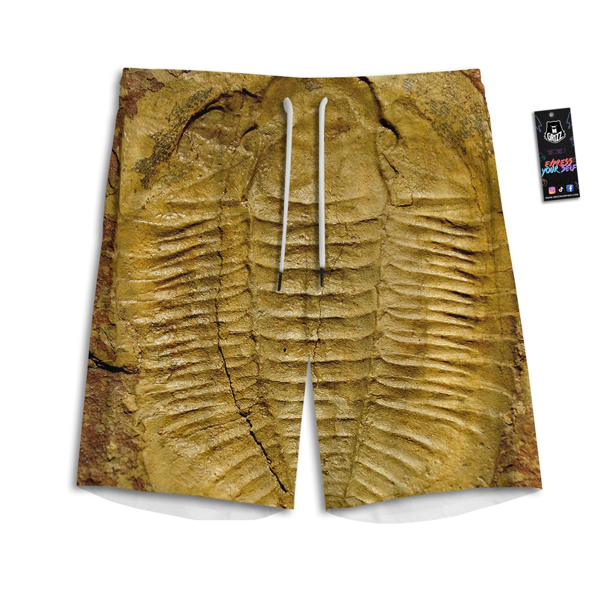Fossil Trilobite Print Men's Athletic Shorts