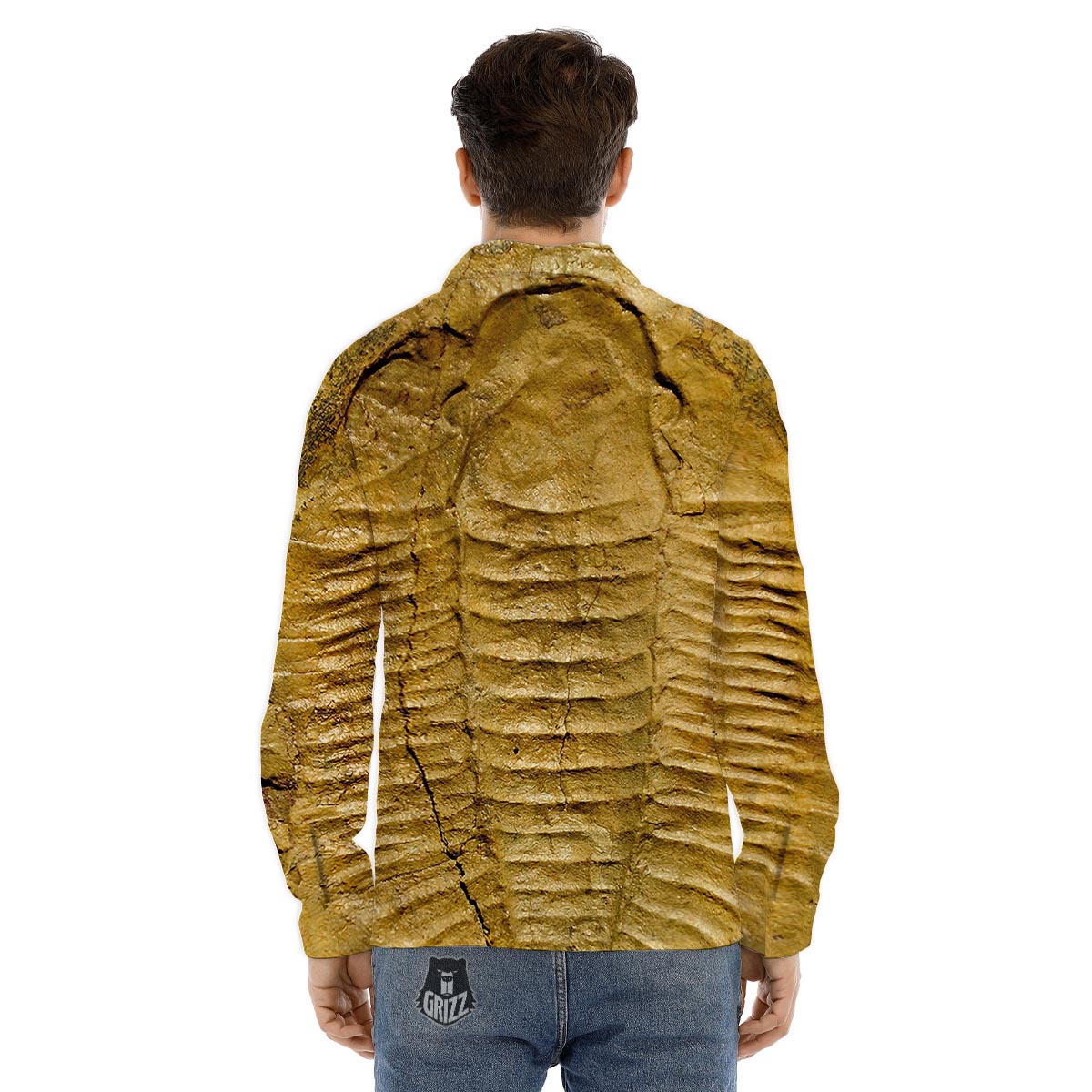 Fossil Trilobite Print Men's Dress Shirts-grizzshop