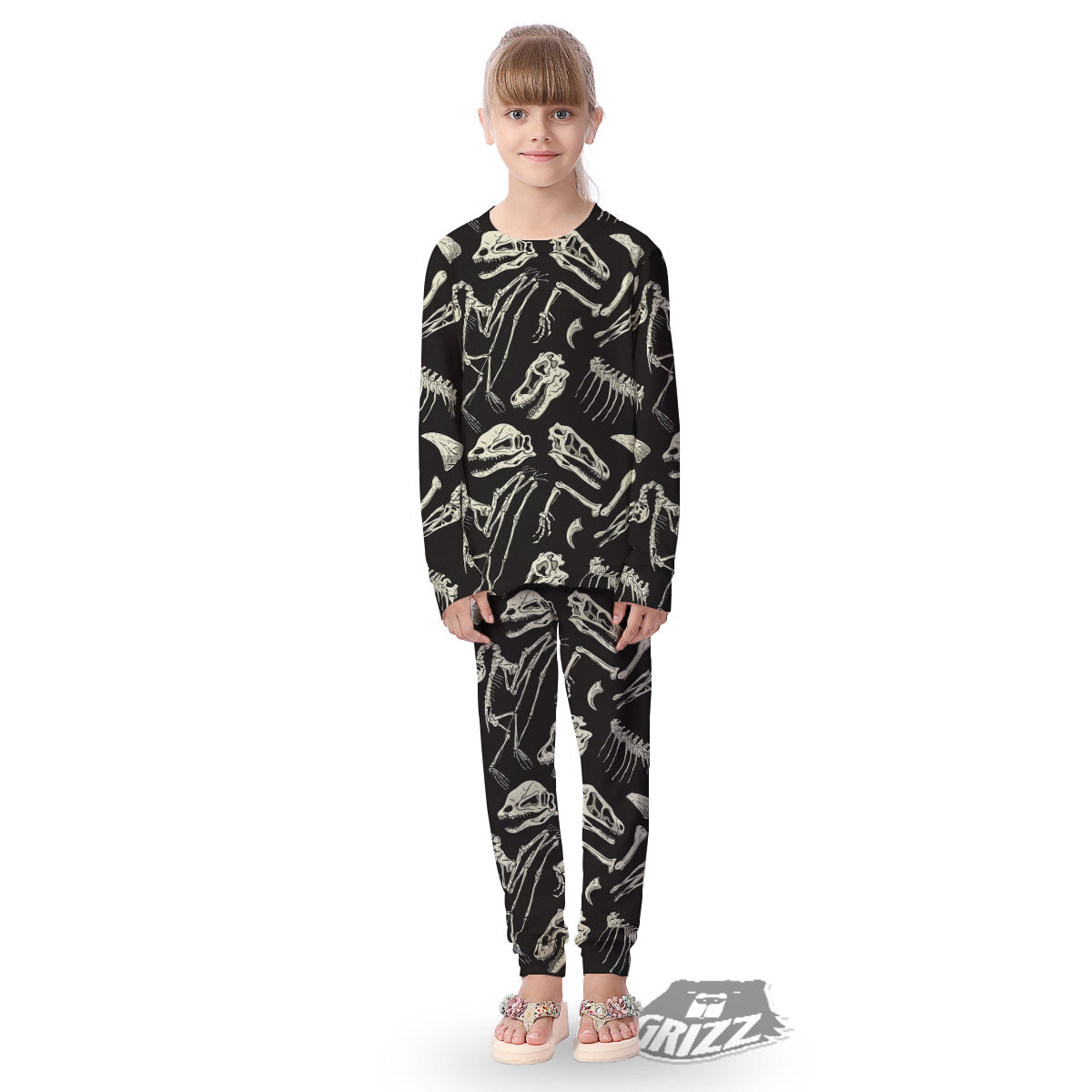 Fossil Tyrannosaurus Dino Print Pattern Kid's Pajamas-grizzshop