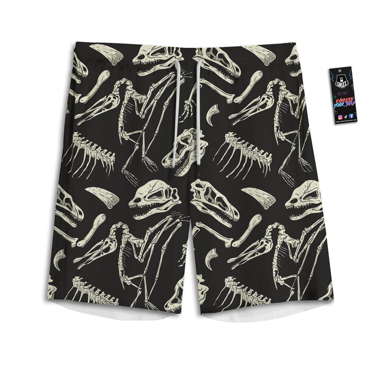 Fossil Tyrannosaurus Dino Print Pattern Men's Athletic Shorts