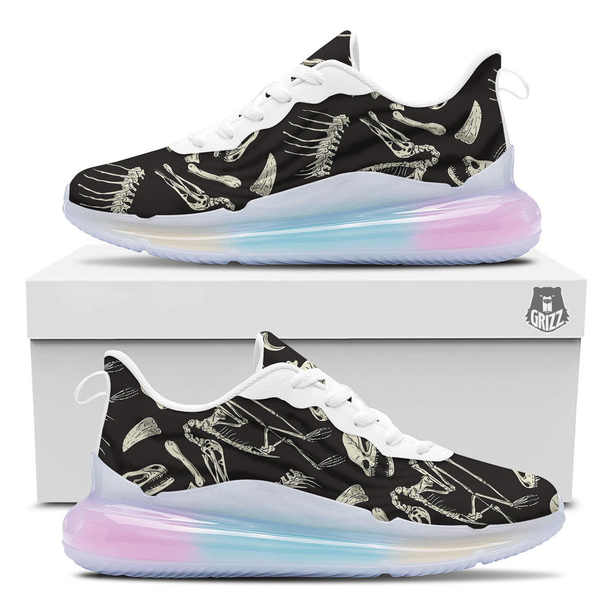 Fossil Tyrannosaurus Dino Print Pattern Running Sneakers-grizzshop