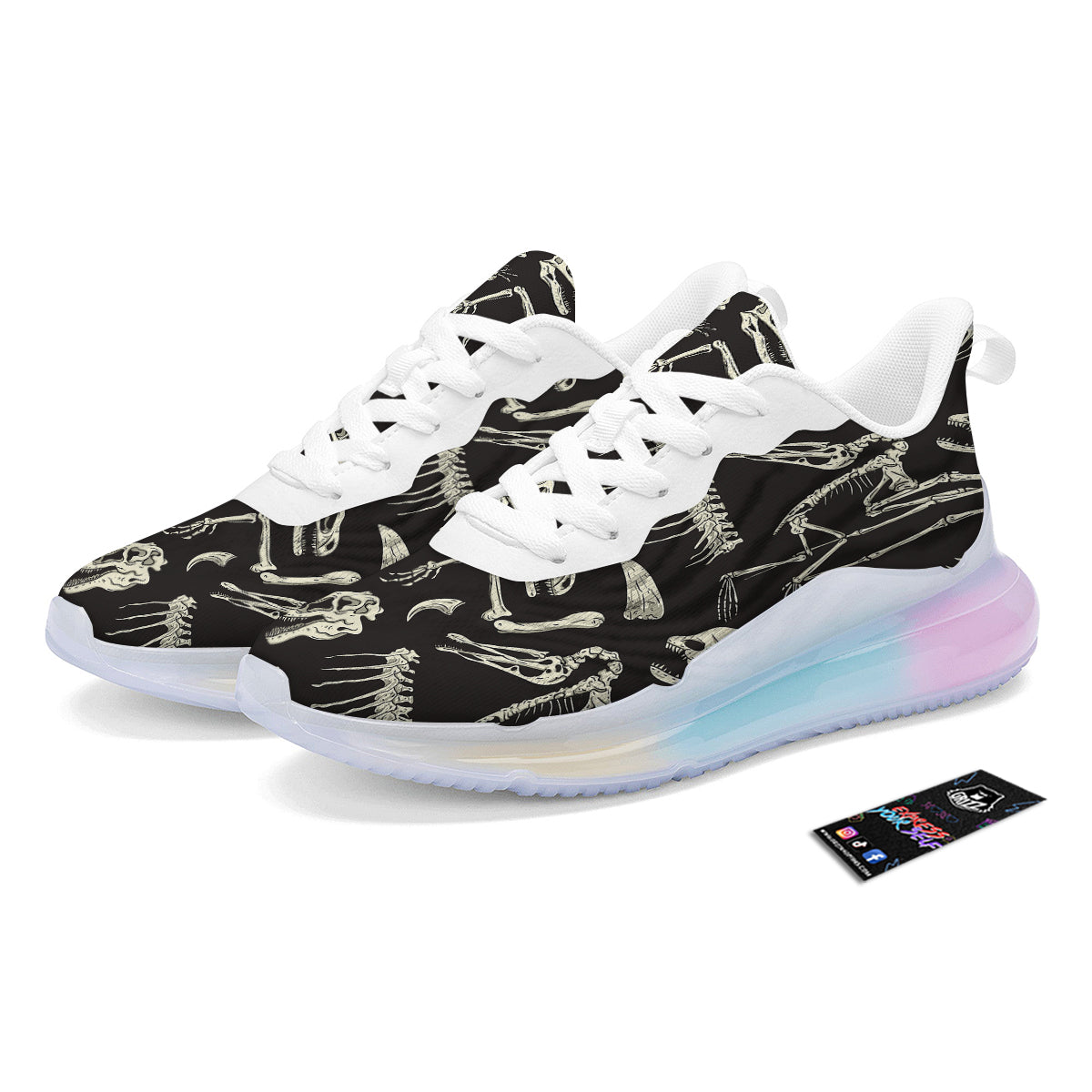 Fossil Tyrannosaurus Dino Print Pattern Running Sneakers-grizzshop