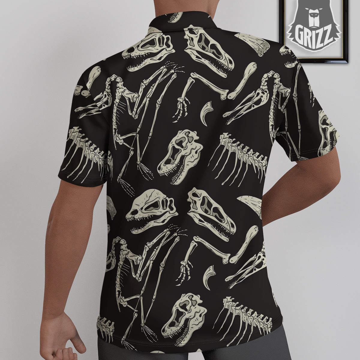 Fossil Tyrannosaurus Dino Print Pattern Untucked Shirts-grizzshop