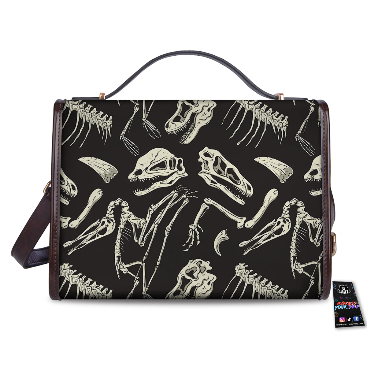 Fossil Tyrannosaurus Dino Print Pattern Women's Satchel Bag-grizzshop