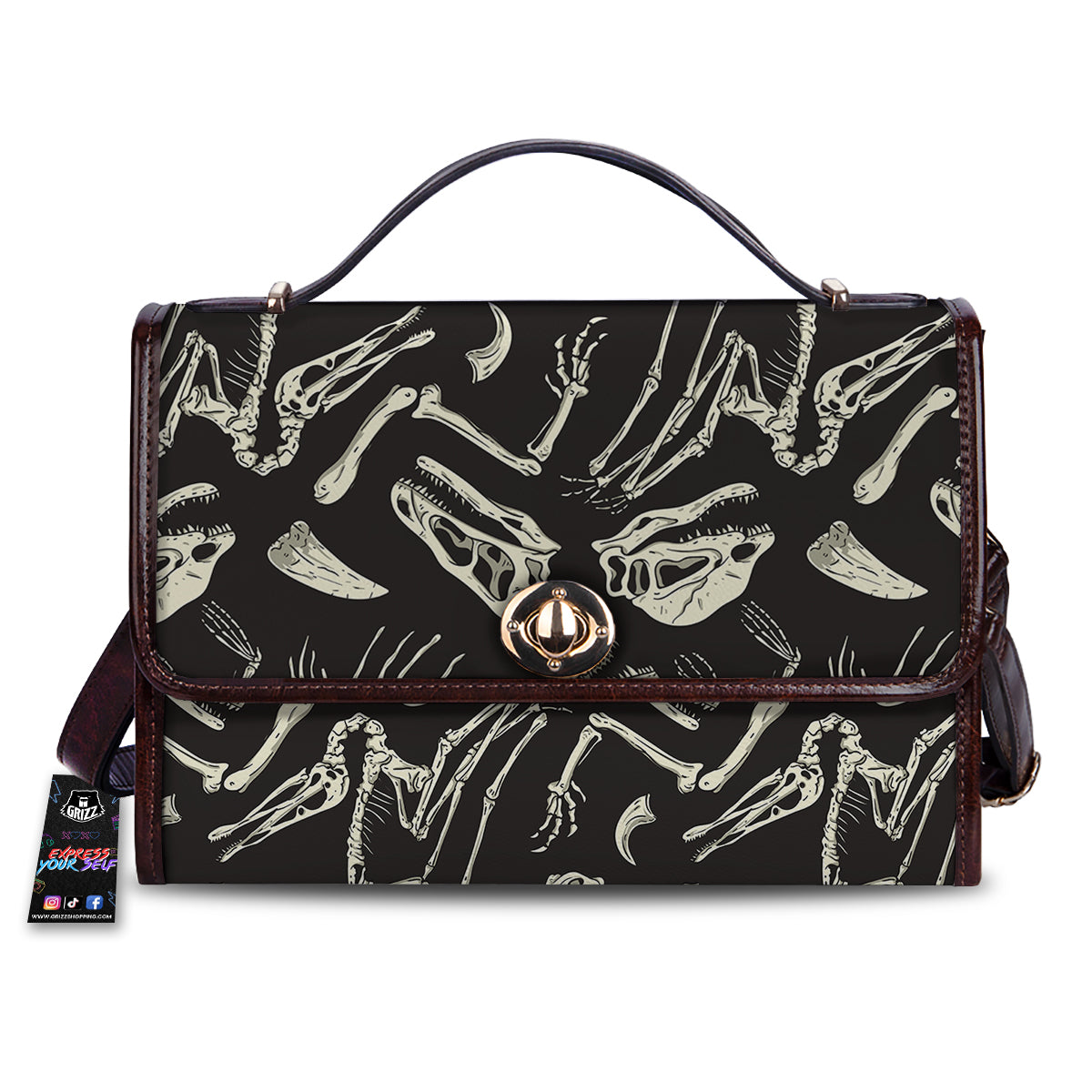 Fossil Tyrannosaurus Dino Print Pattern Women's Satchel Bag-grizzshop