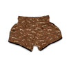 Fossil Vintage Brown Print Pattern Muay Thai Boxing Shorts-grizzshop