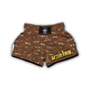 Fossil Vintage Brown Print Pattern Muay Thai Boxing Shorts-grizzshop