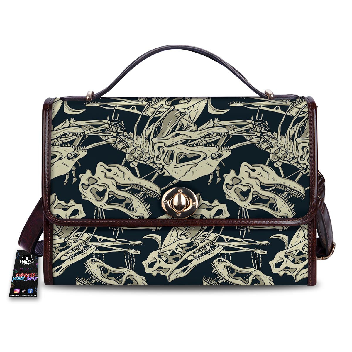 Fossil Dino And T Rex Print Pattern Women's Satchel Bag