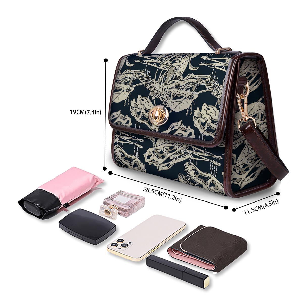 Fossil Dino And T Rex Print Pattern Women's Satchel Bag