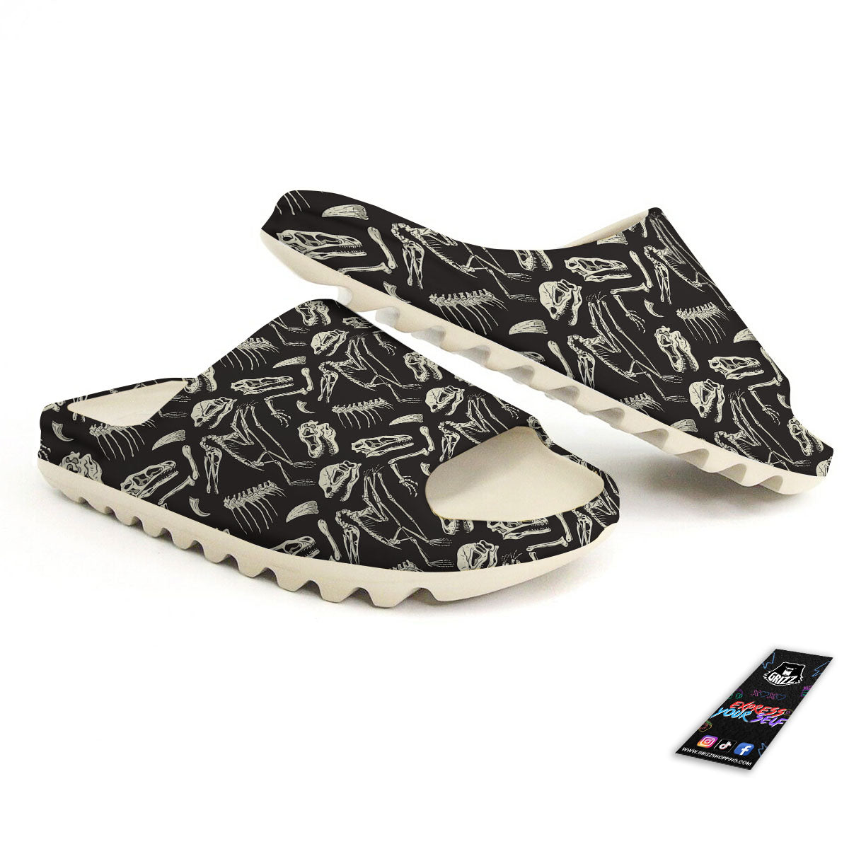 Fossil Dinosaur Monochrome Print Pattern Sandals-grizzshop