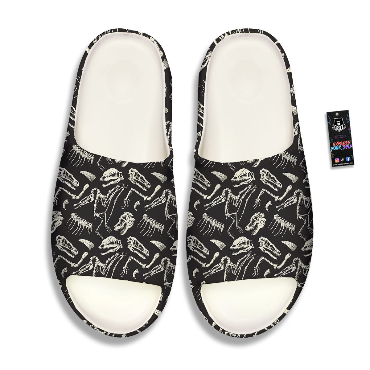 Fossil Dinosaur Monochrome Print Pattern Sandals-grizzshop