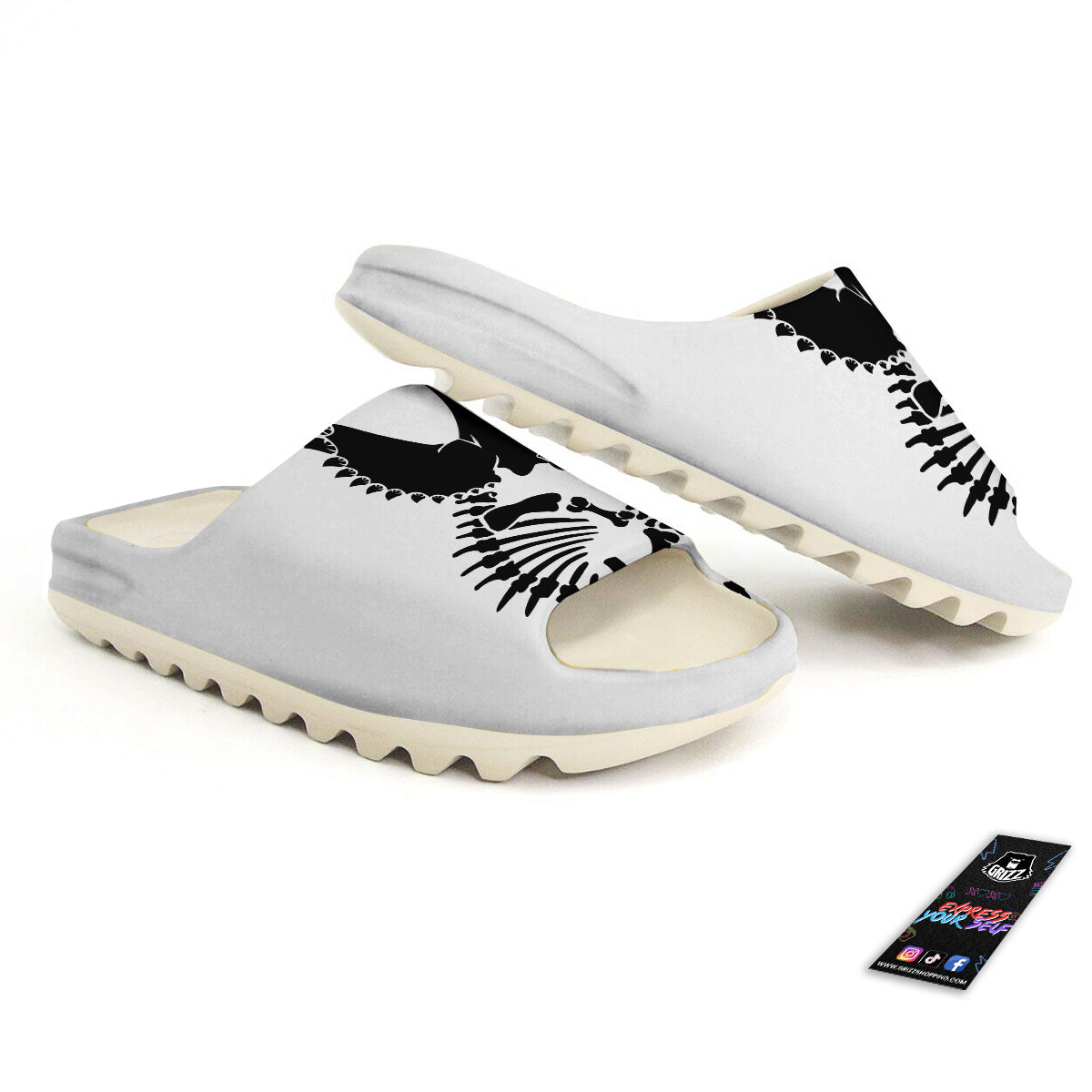 Fossil Dinosaur Monochrome Print Sandals-grizzshop