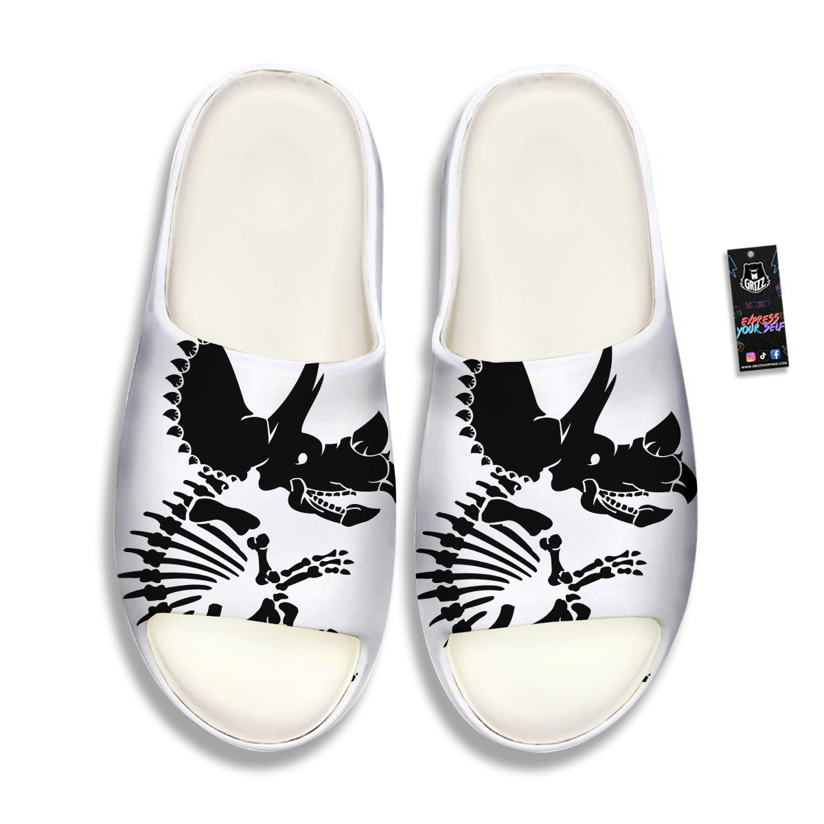 Fossil Dinosaur Monochrome Print Sandals-grizzshop
