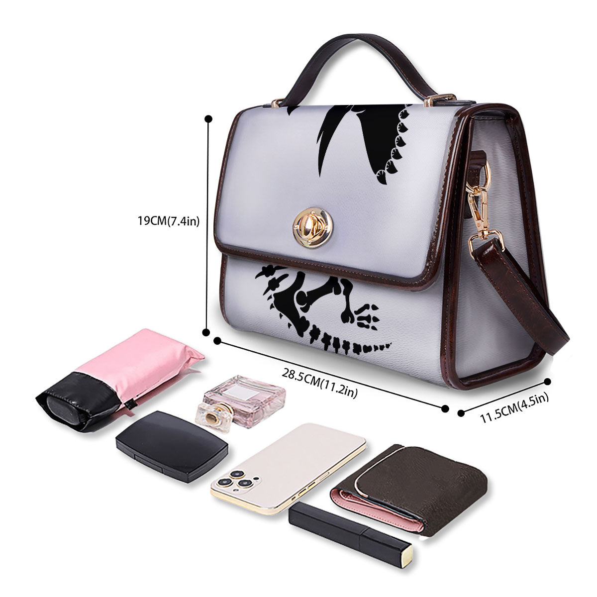 Fossil Dinosaur Monochrome Print Women's Satchel Bag