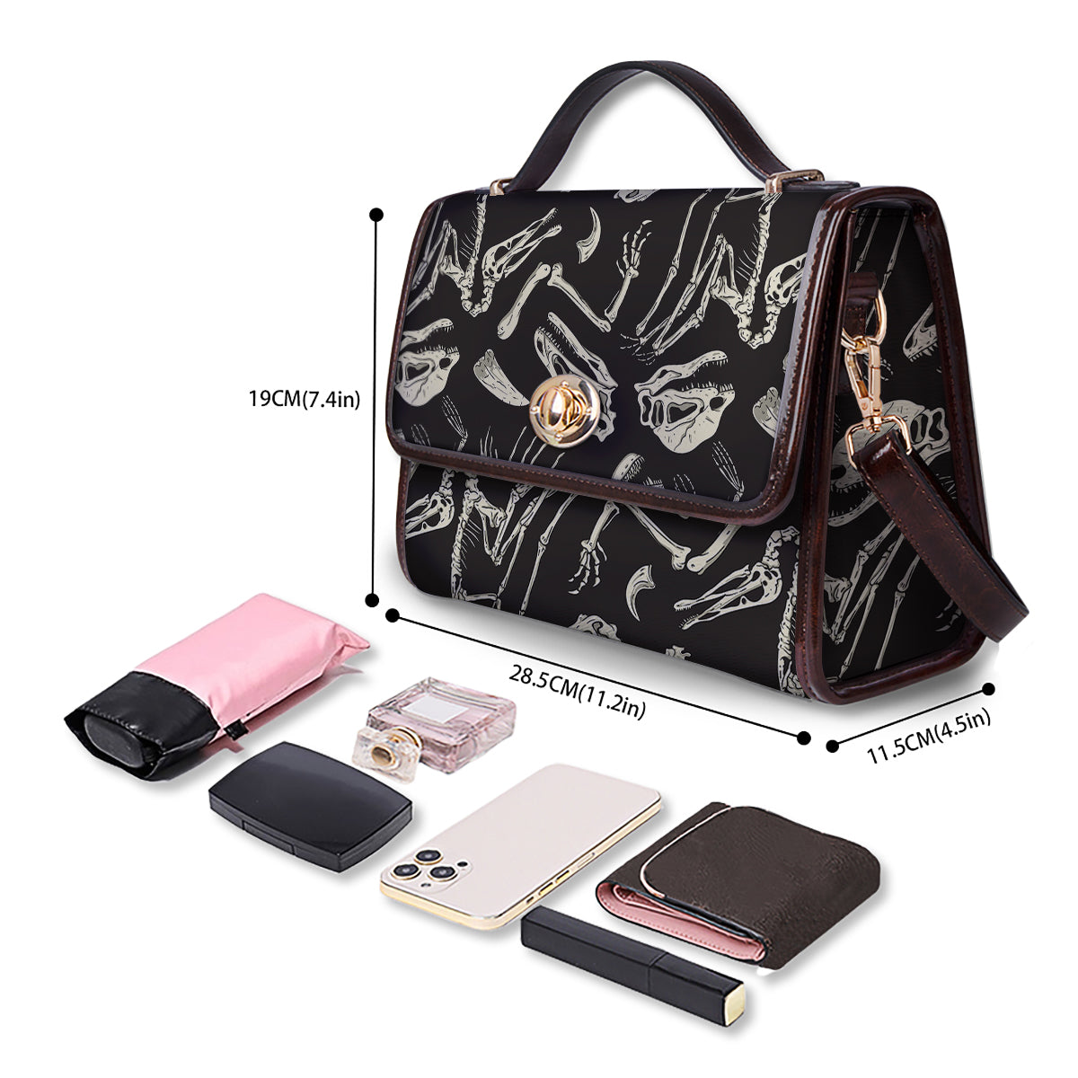 Fossil Tyrannosaurus Dino Print Pattern Women's Satchel Bag