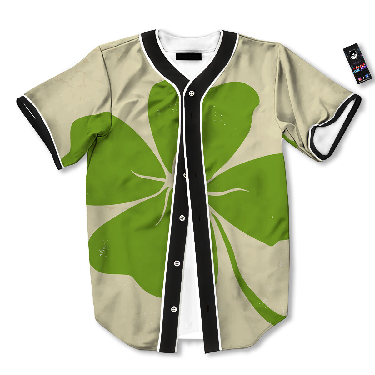 Four Leaf Clovers Irish Print Baseball Jersey-grizzshop