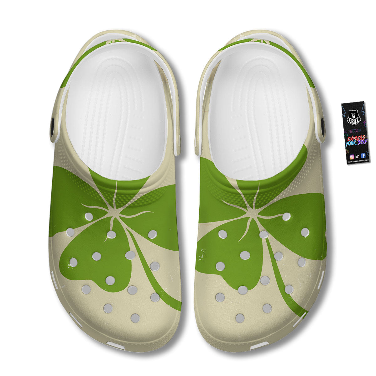 Four Leaf Clovers Irish Print Clog-grizzshop