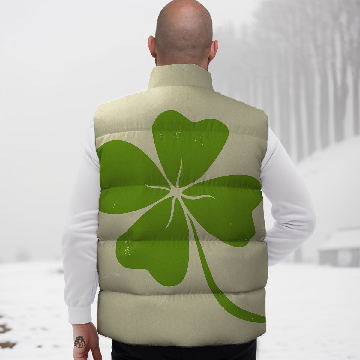 Four Leaf Clovers Irish Print Down Vest