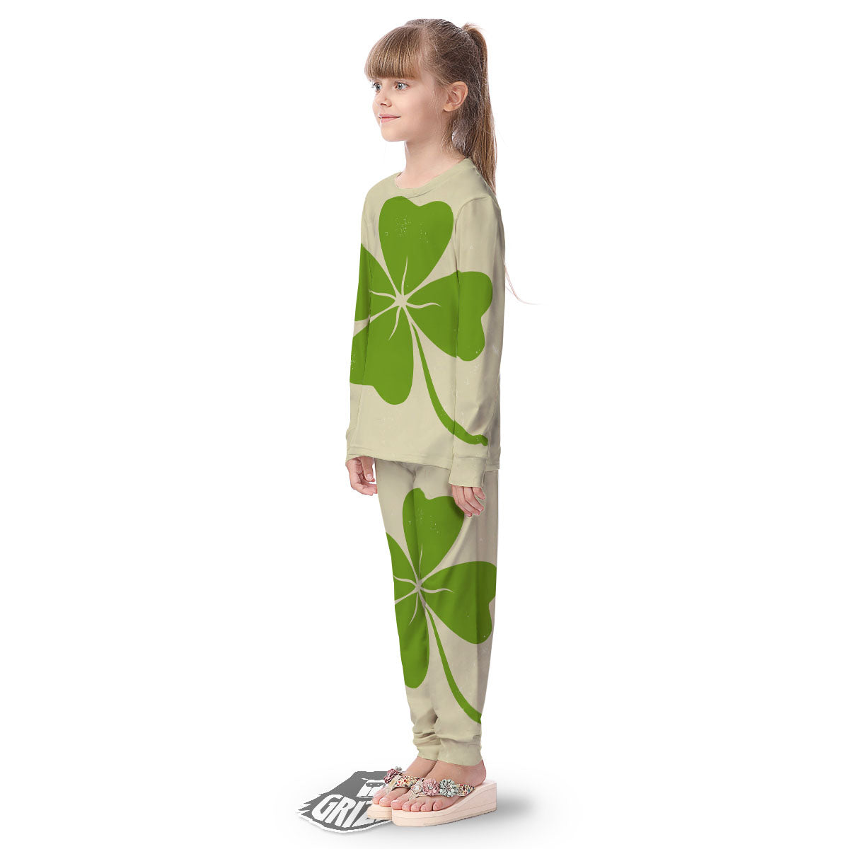 Four Leaf Clovers Irish Print Kid's Pajamas-grizzshop
