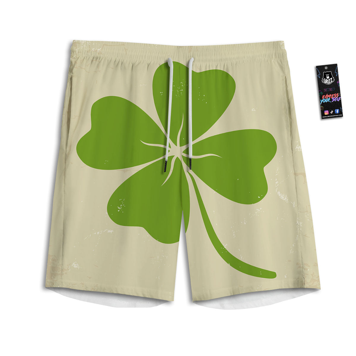 Four Leaf Clovers Irish Print Men's Athletic Shorts