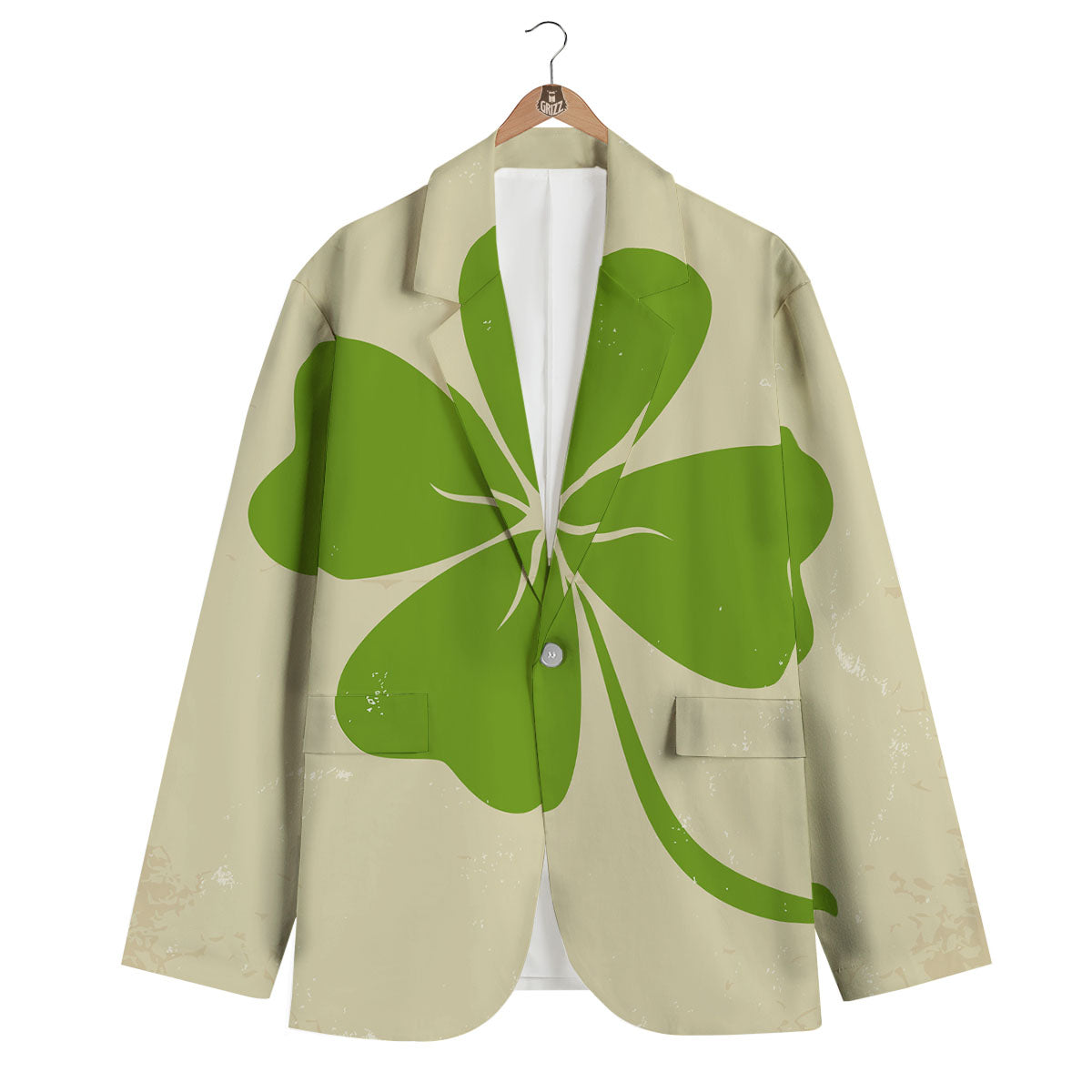 Four Leaf Clovers Irish Print Men's Blazer-grizzshop