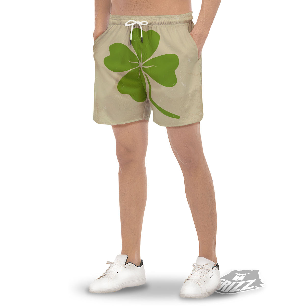Four Leaf Clovers Irish Print Men's Gym Shorts-grizzshop