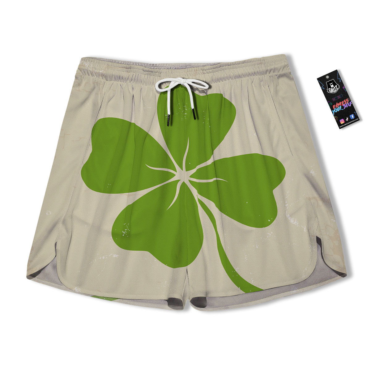 Four Leaf Clovers Irish Print Men's Running Shorts-grizzshop