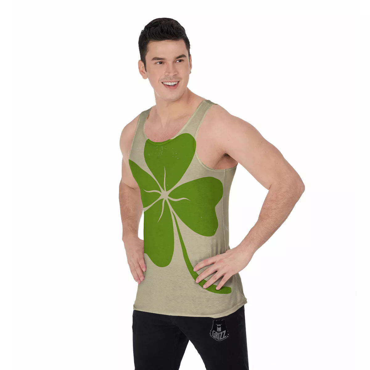 Four Leaf Clovers Irish Print Men's Tank Top-grizzshop